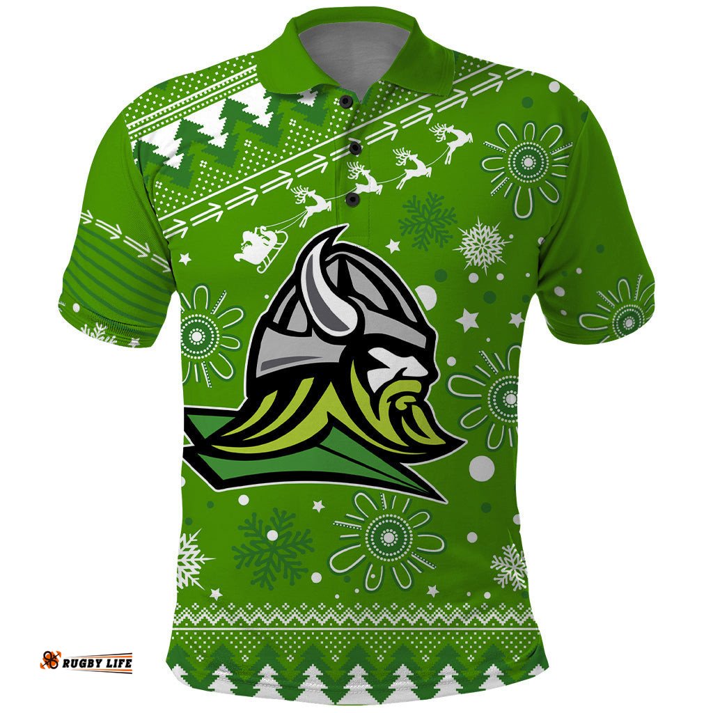 Raiders Rugby Polo Shirt The Mighty Green Machine 2023 Christmas Vibe