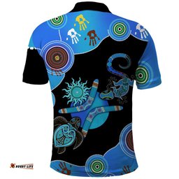 Aboriginal NAIDOC Week Blue Turtle Lizard Polo Shirts Amazing Aussie