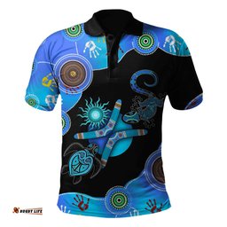 Aboriginal NAIDOC Week Blue Turtle Lizard Polo Shirts Amazing Aussie