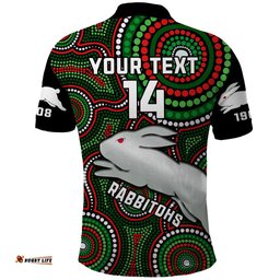 Personalised Rabbitohs Rugby Polo Shirt Souths 1908 Indigenous Art