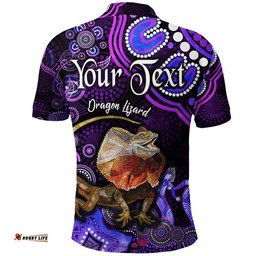 Custom Personalised Australian Astrology Polo Shirt Leo Dragon Lizard Zodiac Aboriginal Vibes - Purple Amazing Aussie