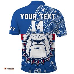 Custom Text And Number Bulldogs Football Polo Shirt Scraggers 1877 Aboriginal Dot Painting Newest Version Amazing Aussie