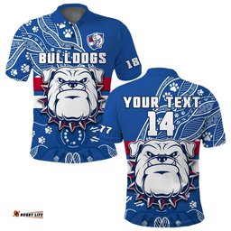 Custom Text And Number Bulldogs Football Polo Shirt Scraggers 1877 Aboriginal Dot Painting Newest Version Amazing Aussie