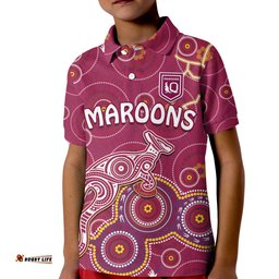 Custom Text And Number Maroons Rugby Polo Shirt Kangaroo Indigenous Pattern Unique Version Amazing Aussie