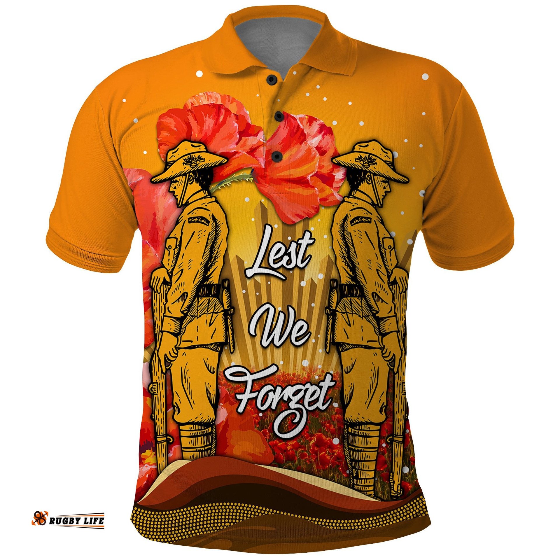 Custom Personalised Aboriginal Anzac Day Polo Shirt Soldier Poppy Vibe Amazing Aussie