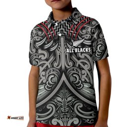 New Zealand Silver Fern Rugby Polo Shirt All Black NZ Maori Pattern Amazing Aussie