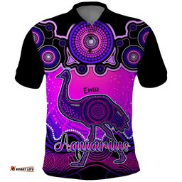 Personalised Australia Aquarius Emu Zodiac Polo Shirt Auz Astrology Aboriginal - Magenta