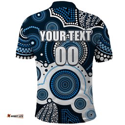 Custom Personalised And Number Blues AFL Polo Shirt Aboriginal Patterns Amazing Aussie