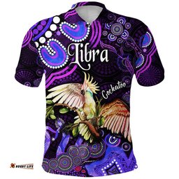 Australian Astrology Polo Shirt Libra Cockatoo Glider Zodiac Aboriginal Vibes - Purple Amazing Aussie