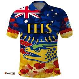Custom Text And Number Eels Rugby ANZAC Polo Shirt Lest We Forget