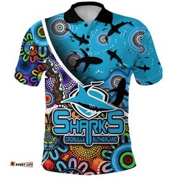 Custom Personalised Cronulla Sutherland Polo Shirt Sharks Indigenous Aboriginal Amazing Aussie