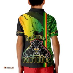 Penrith Panthers Premiers Polo Shirt Angry Panther Indigenous Aboriginal Style Amazing Aussie