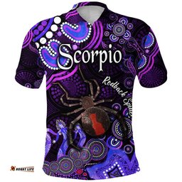 Australian Astrology Polo Shirt Scorpio Redback Spider Zodiac Aboriginal Vibes - Purple Amazing Aussie