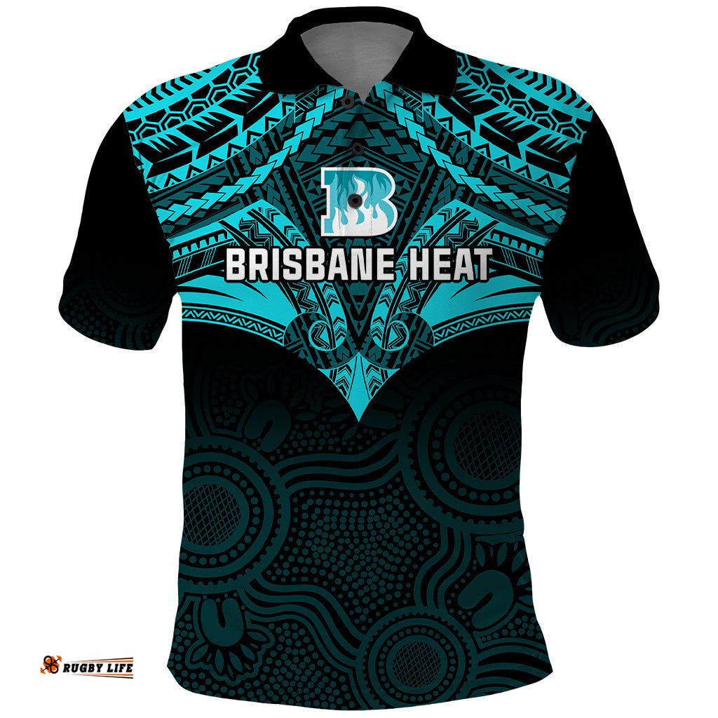 Brisbane Heat Cricket Polo Shirt 2023 Unique Indigenous Art Mix Polynesian Pattern