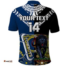 Custom Panthers And Cowboys Rugby Polo Shirt Aboriginal Version