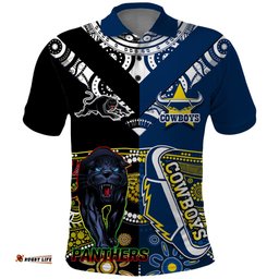 Custom Panthers And Cowboys Rugby Polo Shirt Aboriginal Version