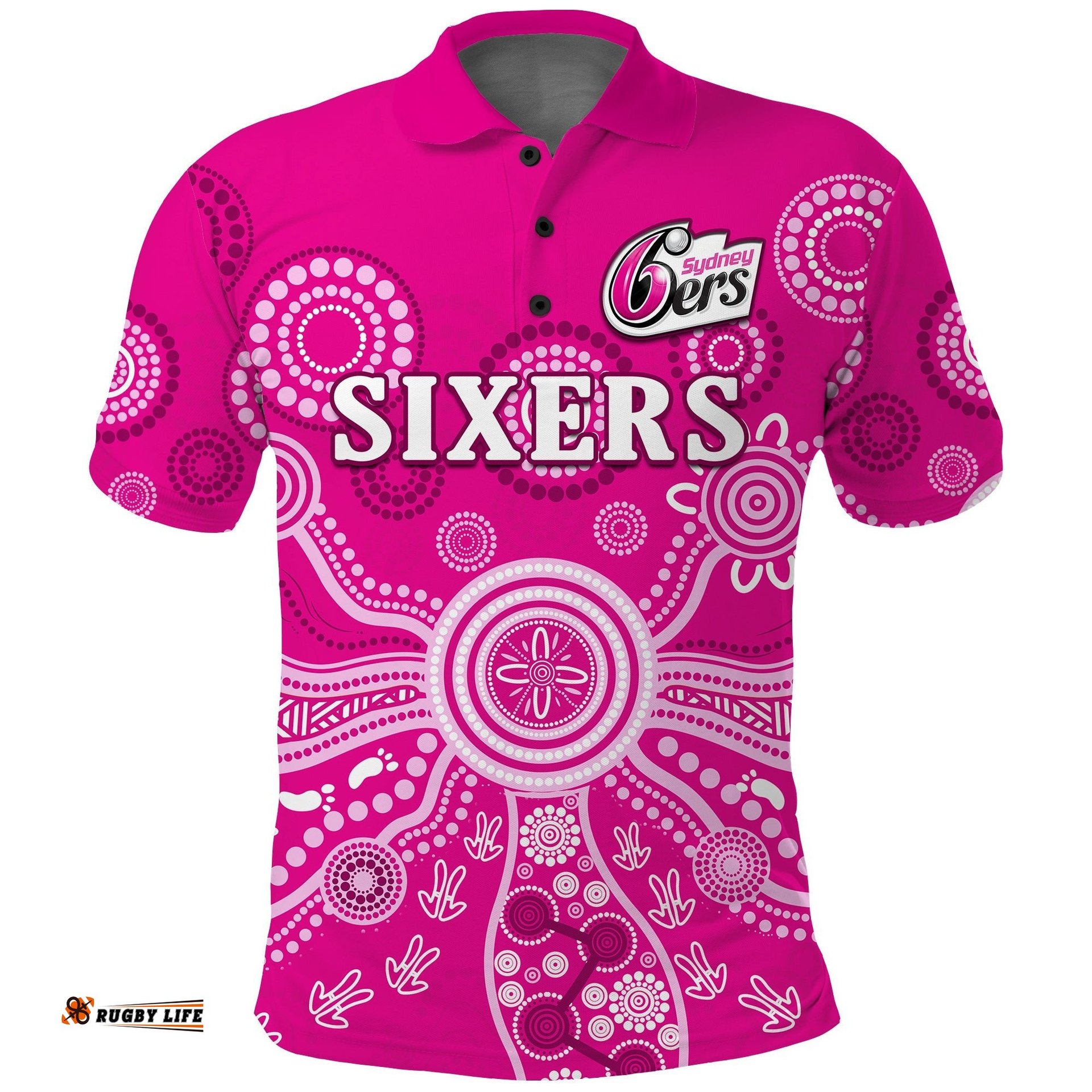 Custom Text And Number Sydney Sixers Polo Shirt Cricket Indigenous Australian Art Ver.02 Amazing Aussie