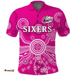 Custom Text And Number Sydney Sixers Polo Shirt Cricket Indigenous Australian Art Ver.02 Amazing Aussie