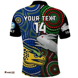 Custom Text And Number Rabbitohs Mix Eels Rugby Polo Shirt Souths And Parra Indigenous