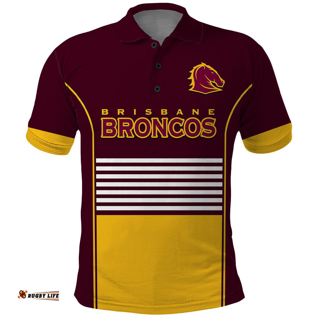 Custom Text And Number Broncos Rugby 2023 Polo Shirt Sporty Style Maroon Version