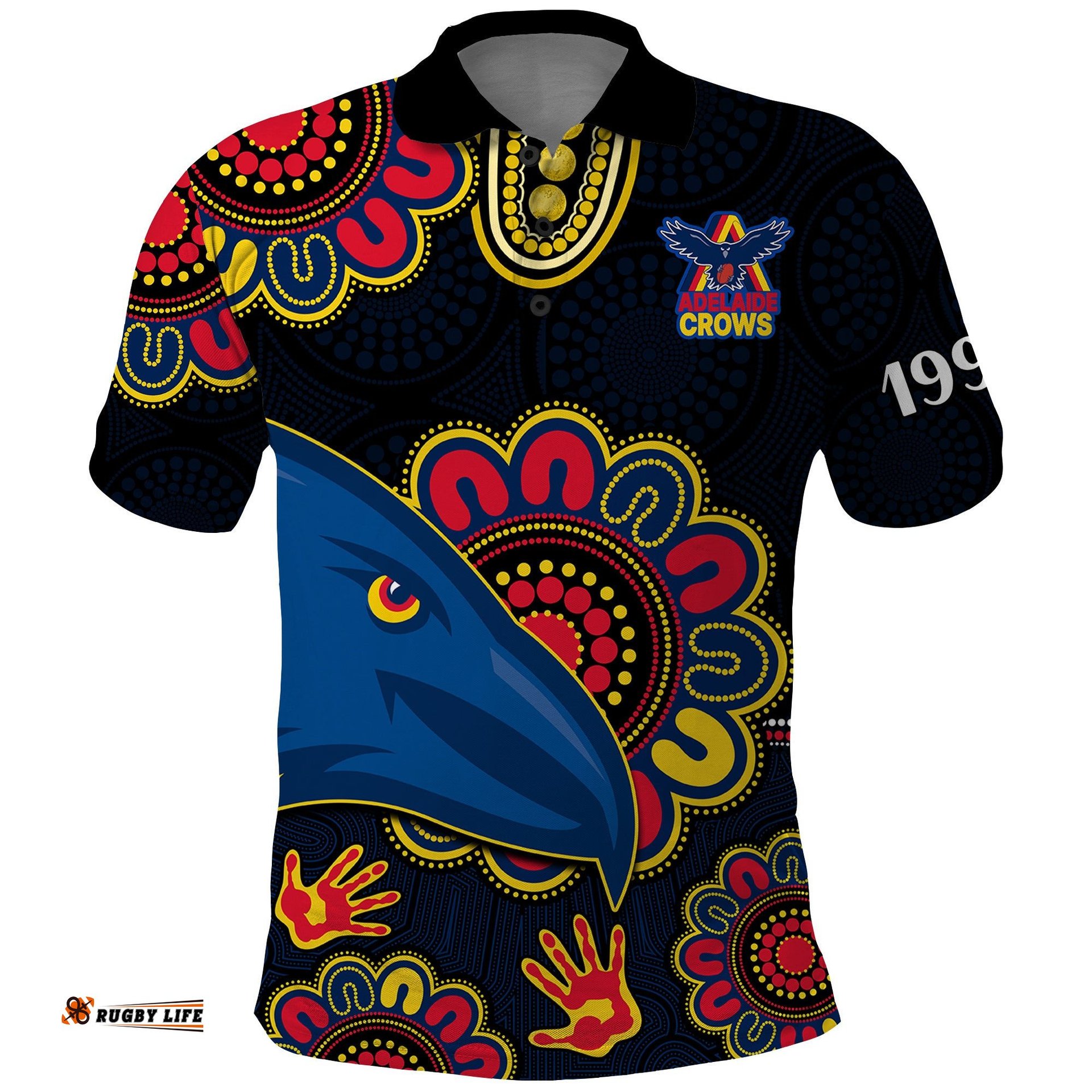 Custom Personalised AFL Adelaide Football The Crows 1990 Aboriginal Polo Shirt Amazing Aussie