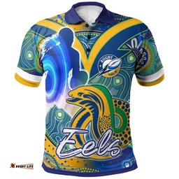 NRLW Eels Rugby Polo Shirt - Custom Rugby Ball Indigenous Aboriginal Eels Women Polo Shirt Amazing Aussie