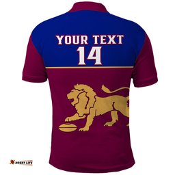 Personalised Brisbane Lions Football 2023 Polo Shirt Sporty Maroon Version