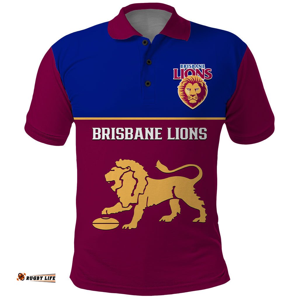 Personalised Brisbane Lions Football 2023 Polo Shirt Sporty Maroon Version