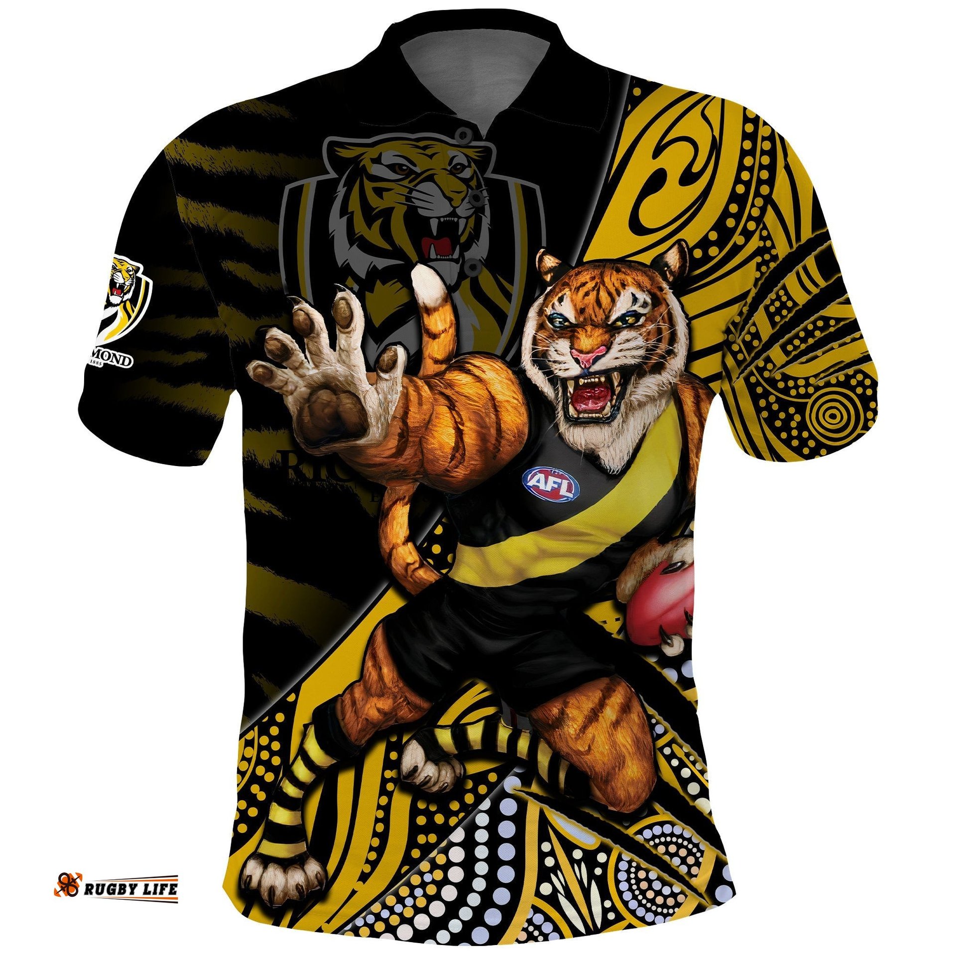 Richmond Football Polo Shirt Aboriginal Go The Tigers Mascot Amazing Aussie