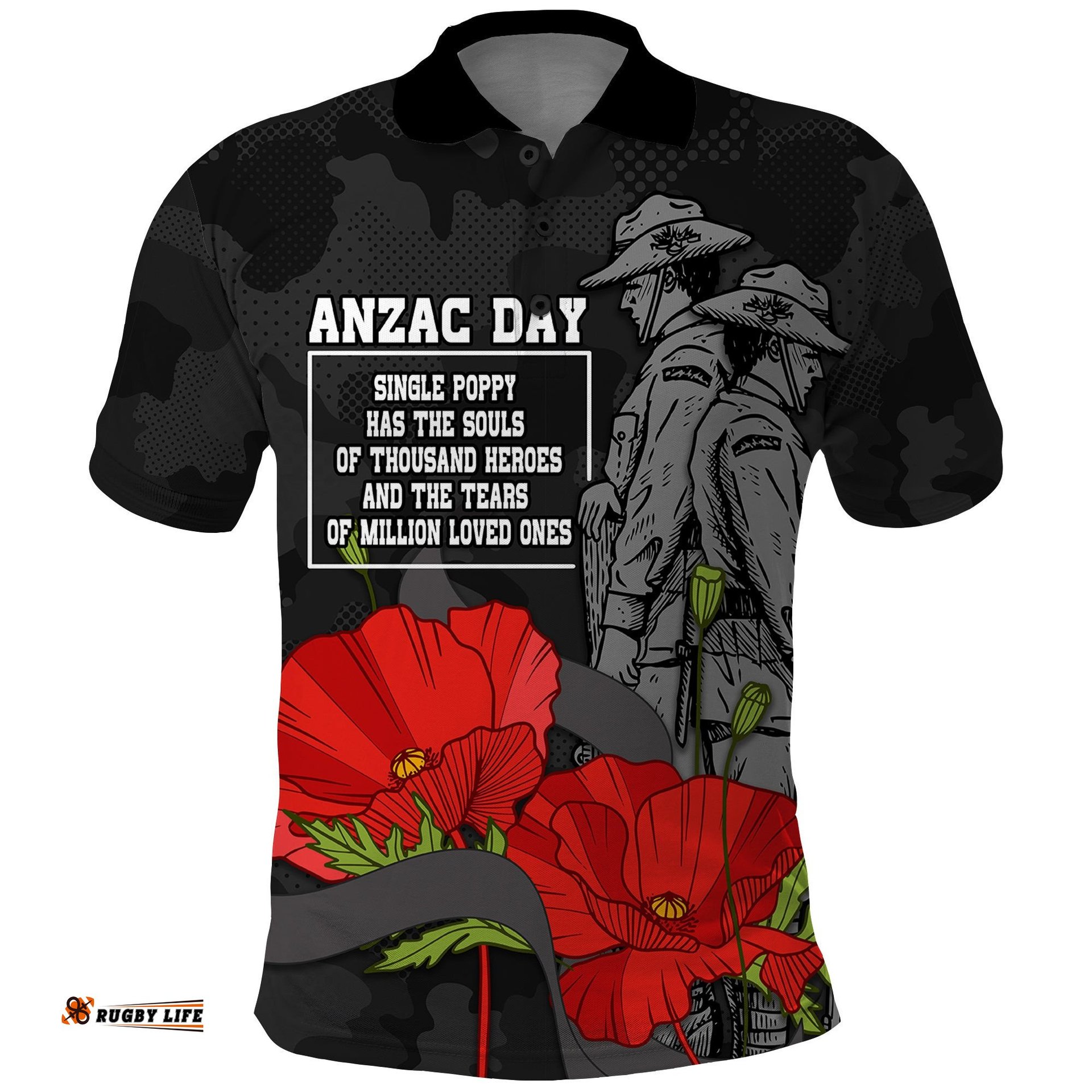 Custom Personalised ANZAC Day Polo Shirt Soldiers Fighting at War Amazing Aussie