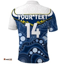 Custom Text And Number Cowboys Rugby Polo Shirt Indigenous Pattern 2022 Premiers Sporty Style Amazing Aussie