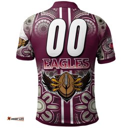 Sea Eagles Rugby Polo Shirt - Custom Sea Eagles Rugby Ball Aboriginal Indigenous Sport Style Polo Shirt Amazing Aussie