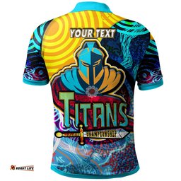 NRLW Titans Rugby Polo Shirt - Custom Titans Women's Rugby League Aboriginal Dot Painting Player And Number Woman Polo Shirt Amazing Aussie