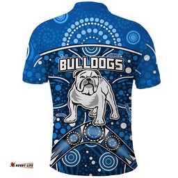 Bulldogs Rugby Polo Shirt Boomerang Indigenous Dots Amazing Aussie