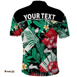 Custom Personalised Rabbitohs Rugby Polo Shirt Fashion Tropical Jungle Flowers