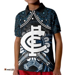 Custom Personalised Blues Football Polo Shirt Boomerang Indigenous Dots Amazing Aussie