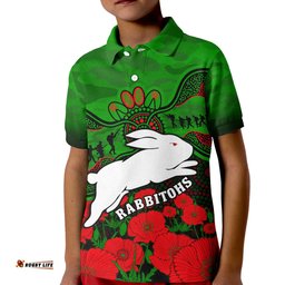 Rabbitohs Rugby ANZAC Polo Shirt South Sydney Camouflage Poppy Aboriginal Amazing Aussie