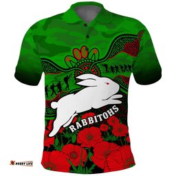 Rabbitohs Rugby ANZAC Polo Shirt South Sydney Camouflage Poppy Aboriginal Amazing Aussie