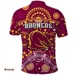 Broncos Rugby Polo Shirt Boomerang Indigenous Dots Amazing Aussie