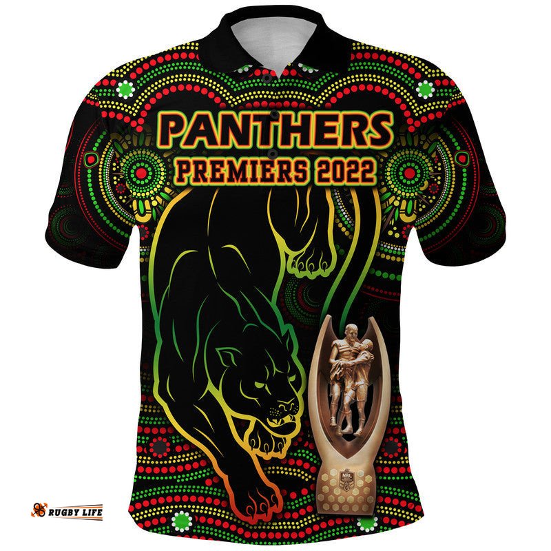 Penrith Panthers Rugby Polo Shirt Black Crouching Panther Premiers 2022 Amazing Aussie