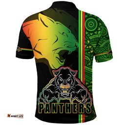 Penrith Panthers Polo Shirt Angry Panther Indigenous Aboriginal Style Amazing Aussie