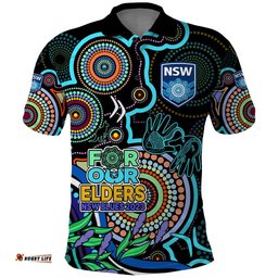 NAIDOC 2023 NSW Blues Rugby Polo Shirt New South Wales Indigenous Tribal