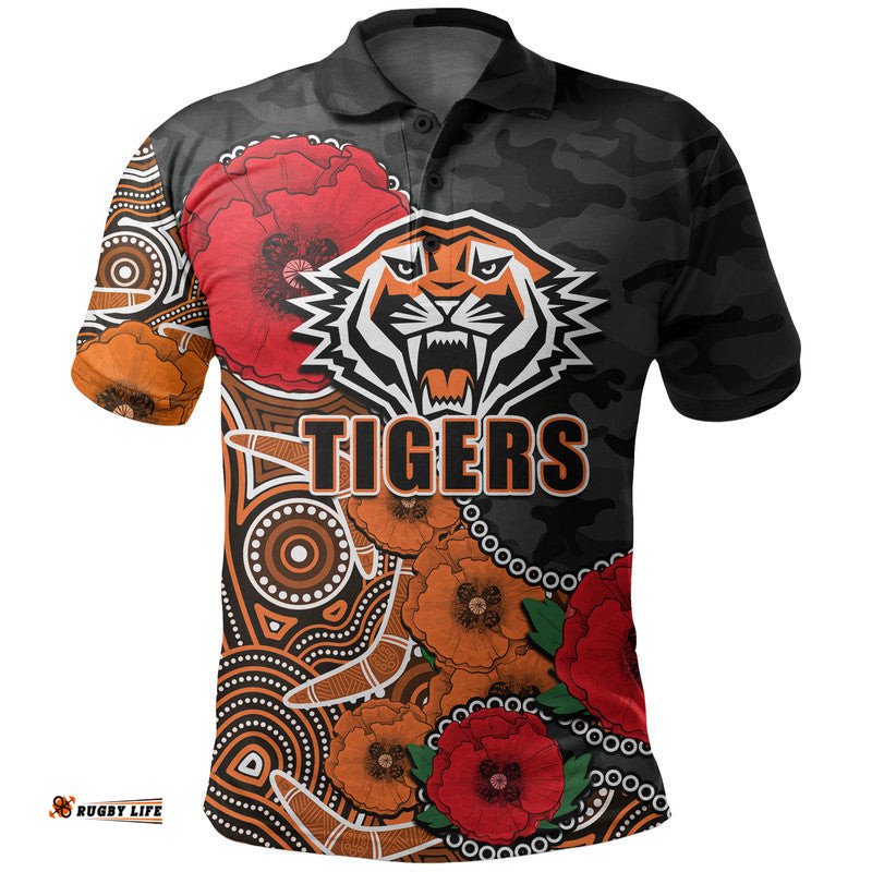 Custom Personalised Anzac Day NRL-Tigers Army Mix Aboriginal Polo Shirt Amazing Aussie