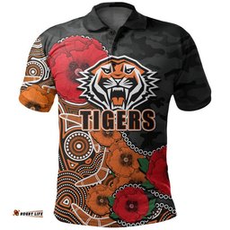 Custom Personalised Anzac Day NRL-Tigers Army Mix Aboriginal Polo Shirt Amazing Aussie