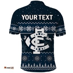 Custom Personalised Carlton Football Polo Shirt Blues Indigenous Merry Christmas Amazing Aussie