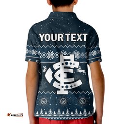 Custom Personalised Carlton Football Polo Shirt Blues Indigenous Merry Christmas Amazing Aussie