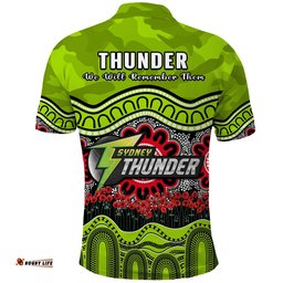 Thunder Cricket ANZAC Polo Shirt Poppy Sydney Aboriginal Camouflage Amazing Aussie