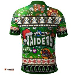 Raider Rugby Christmas Polo Shirt - Custom Xmas Raider Christmas Balls, Snowflake With Aboriginal Patterns Polo Shirt Amazing Aussie