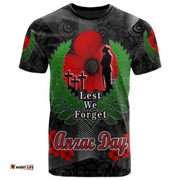 New Zealand Anzac Day T- Shirt - Anzac Day "Lest We Forget " Low Poly Motley Patterns T- Shirt Amazing Aussie