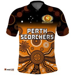 Custom Text And Number Perth Scorchers Polo Shirt Gradient Aboriginal Dot Painting Amazing Aussie